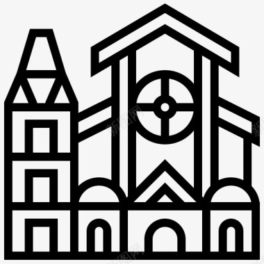 基督教堂建筑地标图标图标