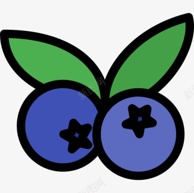 蓝莓13种水果线形颜色图标图标