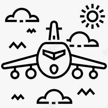 旅游线路飞机航空运输航空旅行图标图标