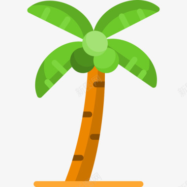 椰子树夏季12平坦图标图标