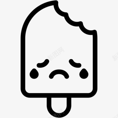 矢量盆栽冰淇淋哭表情情绪图标图标