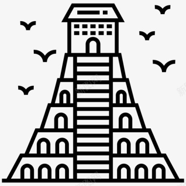 阿兹特克金字塔古建筑地标图标图标