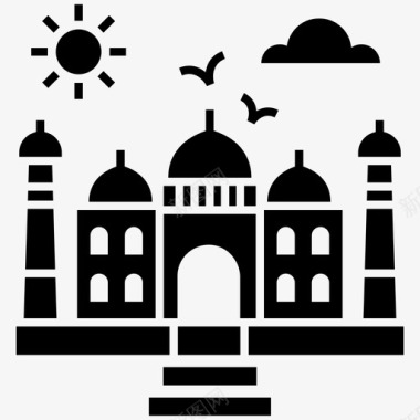 大理石泰姬陵印度建筑印度文化图标图标