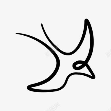 翅膀手绘鸟鸽子翅膀图标图标