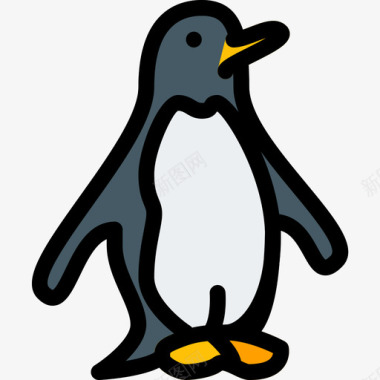 企鹅企鹅动物43线性颜色图标图标