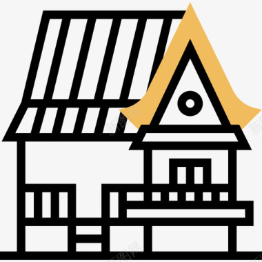 房子泰国符号黄色阴影图标图标