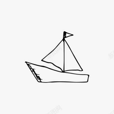 帆船手绘海洋图标图标