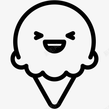 矢量盆栽冰淇淋笑表情情绪图标图标