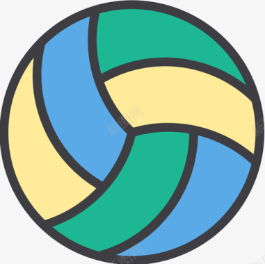 排球标志排球运动64线性颜色图标图标