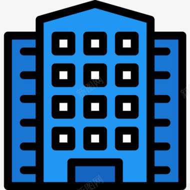 办公楼18个地方线性颜色图标图标