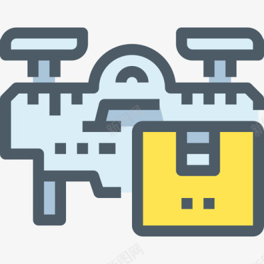 无人机短舱无人机无人机技术2线性颜色图标图标