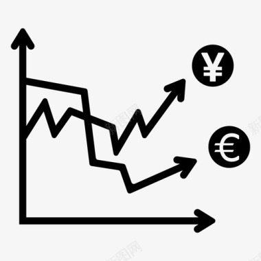 欧元和日元波动现金硬币图标图标