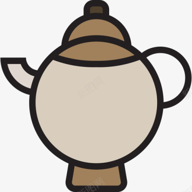 茶壶茶壶咖啡36线性颜色图标图标