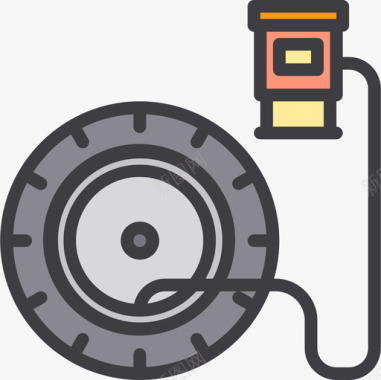 轮胎标志轮胎汽车维修22线性颜色图标图标