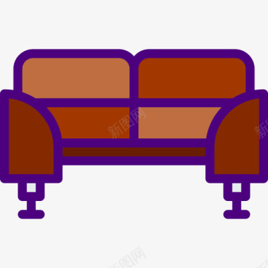 家居沙发沙发家具和家居6线性颜色图标图标