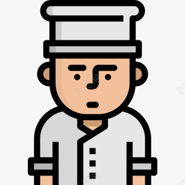 厨师职业人化身3线性颜色图标图标