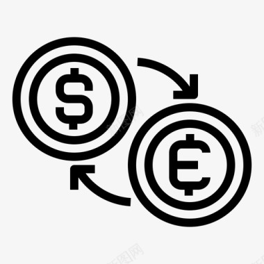 火焰美元图标货币兑换商美元欧元图标图标