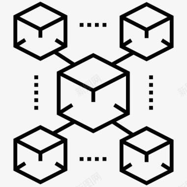 线矢量素材区块链区块系列区块链网络图标图标