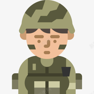 士兵职业女性化身3扁平图标图标