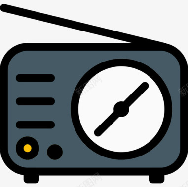 收音机复古8线性颜色图标图标