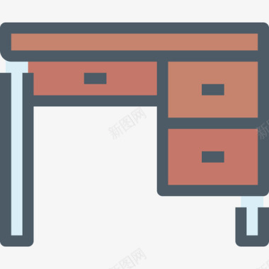 经典大办公桌办公桌家具24件线性颜色图标图标