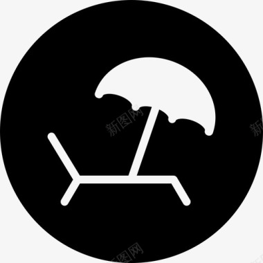 填充圆形阳伞椅子夏季图标图标