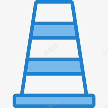 圆锥体施工工具4蓝色图标图标