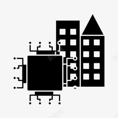 科技商务公寓金融人工智能商务金融图标图标