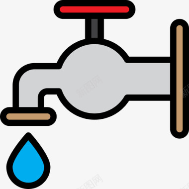 水龙头家用电器8线型颜色图标图标