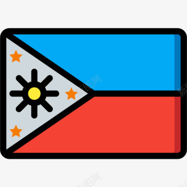 直系彩色菲律宾国旗图标图标
