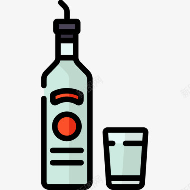 酒鸡尾酒5线性颜色图标图标