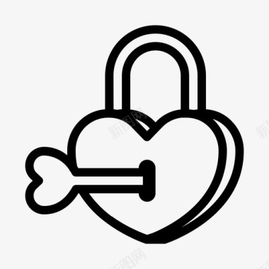 心形钥匙锁爱情图标图标