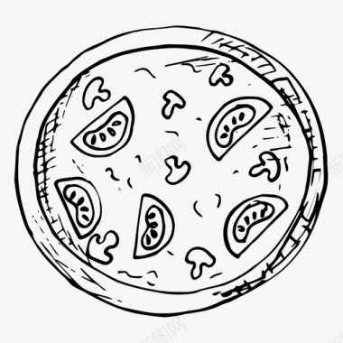 卡通版菜单披萨食物手绘图标图标