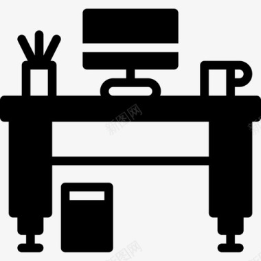 办公PPT背景办公桌91号办公室实心图标图标