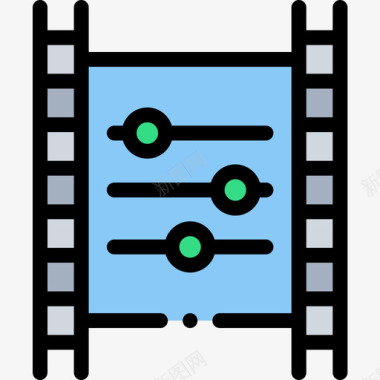 电影星空电影音频和视频5线性颜色图标图标