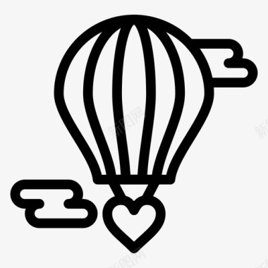 热气球飞翔的心爱图标图标