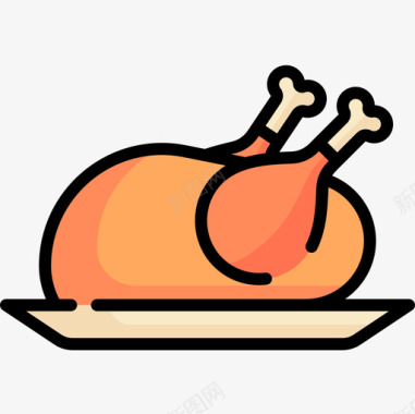 烤鸡感恩节45原色图标图标