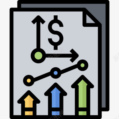 金融图标插画金融商业分析3线性色彩图标图标