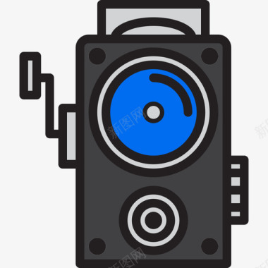 相机标志相机复古小工具5线性颜色图标图标
