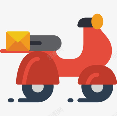 小型摩托车邮政服务3扁平图标图标
