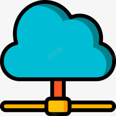 网络云分享云网络和数据库10线颜色图标图标