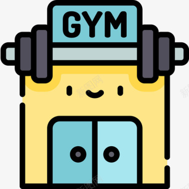 健身器械健身房健身房8线性颜色图标图标