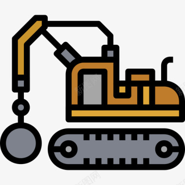 破坏球施工车3线颜色图标图标