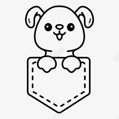 条纹T恤狗脸口袋卡通人物图标图标