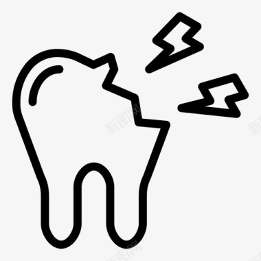 生病牙痛牙裂牙齿图标图标