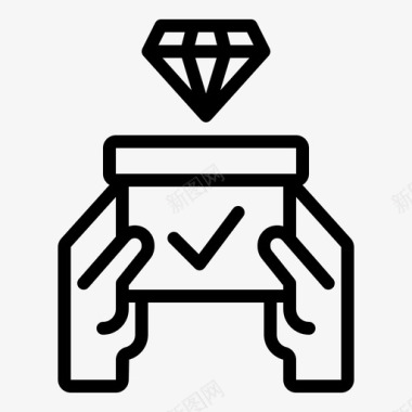 钻石盒支票手图标图标