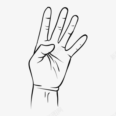 四个手指手势手绘图标图标