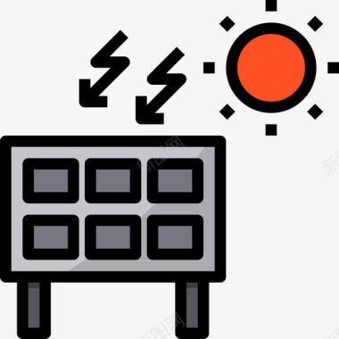 低电池太阳能电池板工业15线性颜色图标图标