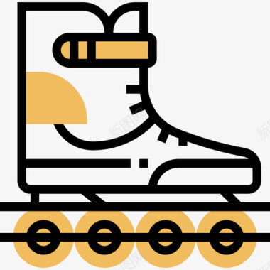 溜冰45号运动黄色阴影图标图标