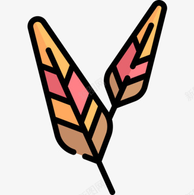 羽毛感恩节45线形颜色图标图标